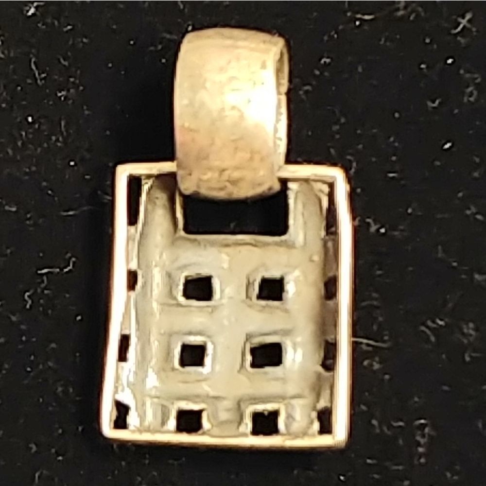 Silver Pendant Rectangular Basket Weave - Picture 3 of 7